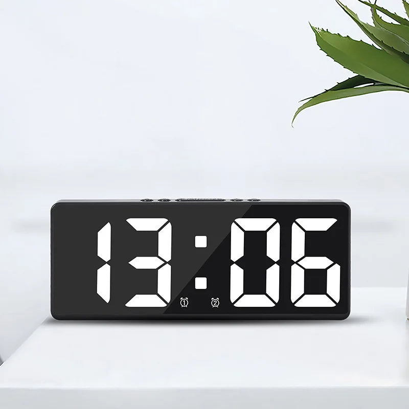 Digital Alarm Clock Voice Control Teperature Snooze Night Mode Desktop Table Clock 12/24H Anti-disturb Funtion LED Clocks Watch