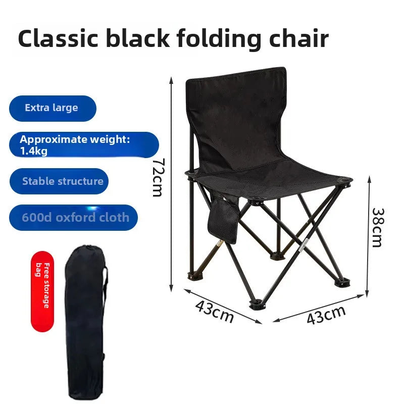 Outdoor Folding Tables and Chairs, Portable Carbon Steel Chairs for Wild Camping, Picnics and Outings