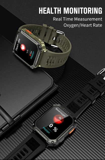 LIGE 2026 Zewnętrzny Smartwatch Męski 2.01" Ekran IP68 Wodoodporne Zegarki Wytrzymały Wojskowy Bluetooth Połączenia Smartwatch dla Androida i iOS