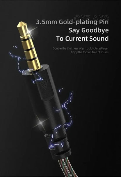 QKZ CK5 FiLe Wired Earphone Professional Gaming And Sports Noise Cancelling Headphones with Microphone HiFi Music Earphone