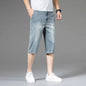 Summer Men High Quality Lightweight Capri Pants Male New Loose Straight Leg Denim Pants Daily Comfortable Versatile Jeans