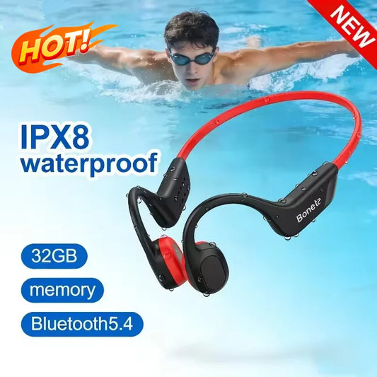 2026 Bone Conduction Headset Bluetooth 5.4 With Mic Waterproof Exercise Fitness Wireless Swimming Sports Headphone New
