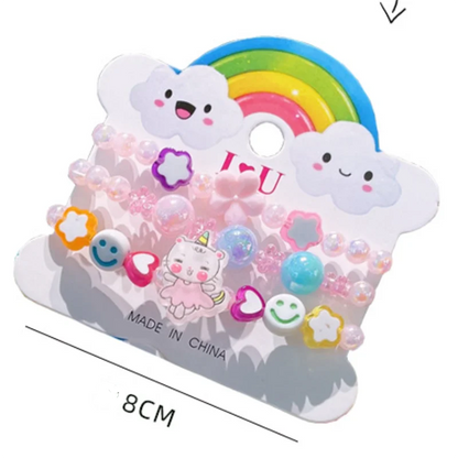 3Pcs Qute Colourful resin Bracelets Little Girls Bracelets Kit Kids Fashion Charm Bracelet Kids Jewelry Party Accessories
