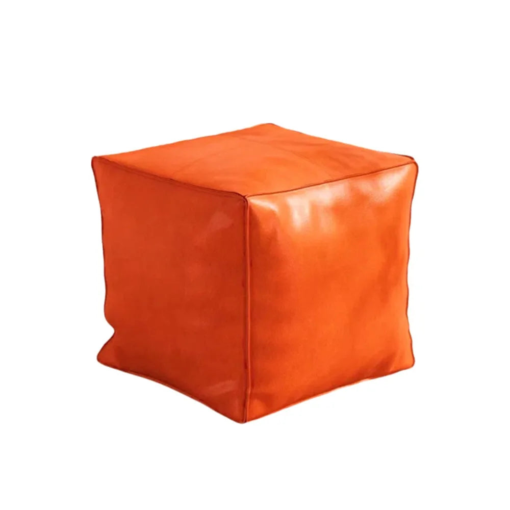 Light Luxury Non-Slip Storage Stool Large Capacity No Fillings PU Leather Ottoman Square Thicken Leather Pouf Balcony