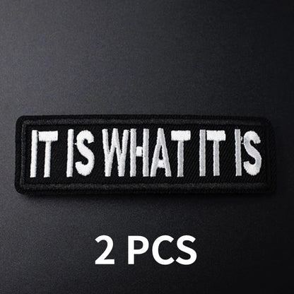 "It Is What It Is" Funny Meme Iron-On Patch - Humorous Embroidered Applique for Jackets, Bags, Hats, and DIY Clothing Accessorie