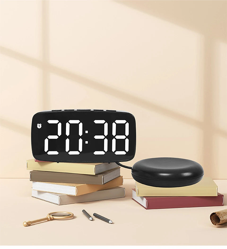 Super Loud Vibrating Alarm Clock LED Table Clock with Brightness Adjustment Desktop Clock for Heavy Sleeper Deaf Hard of Hearing