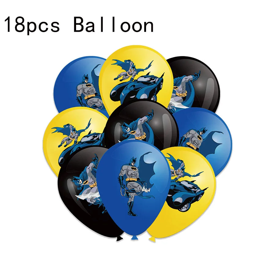 Batman Birthday Party Decoration Disposable Tableware Tablecloth Plate Napkin Balloon Cake Topper Baby Shower Party Favors