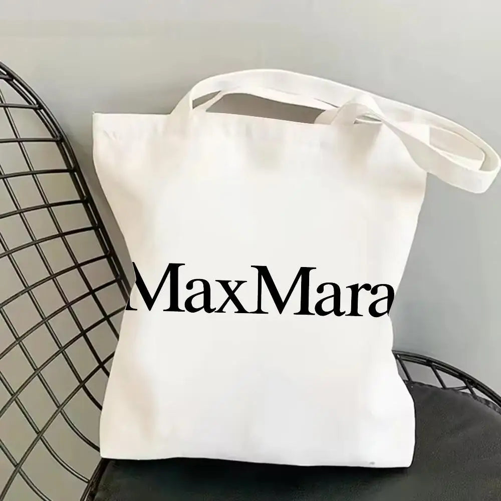 M-Max MaraS Brand Storage Bags Canvas Tote Bag Double-Sided Print Lightweight Shoulder Shopping Handbag for Daily Use