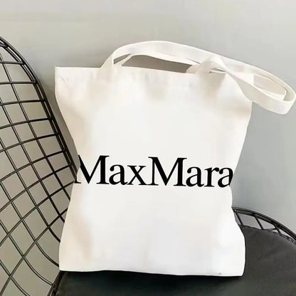 M-Max MaraS Brand Storage Bags Canvas Tote Bag Double-Sided Print Lightweight Shoulder Shopping Handbag for Daily Use