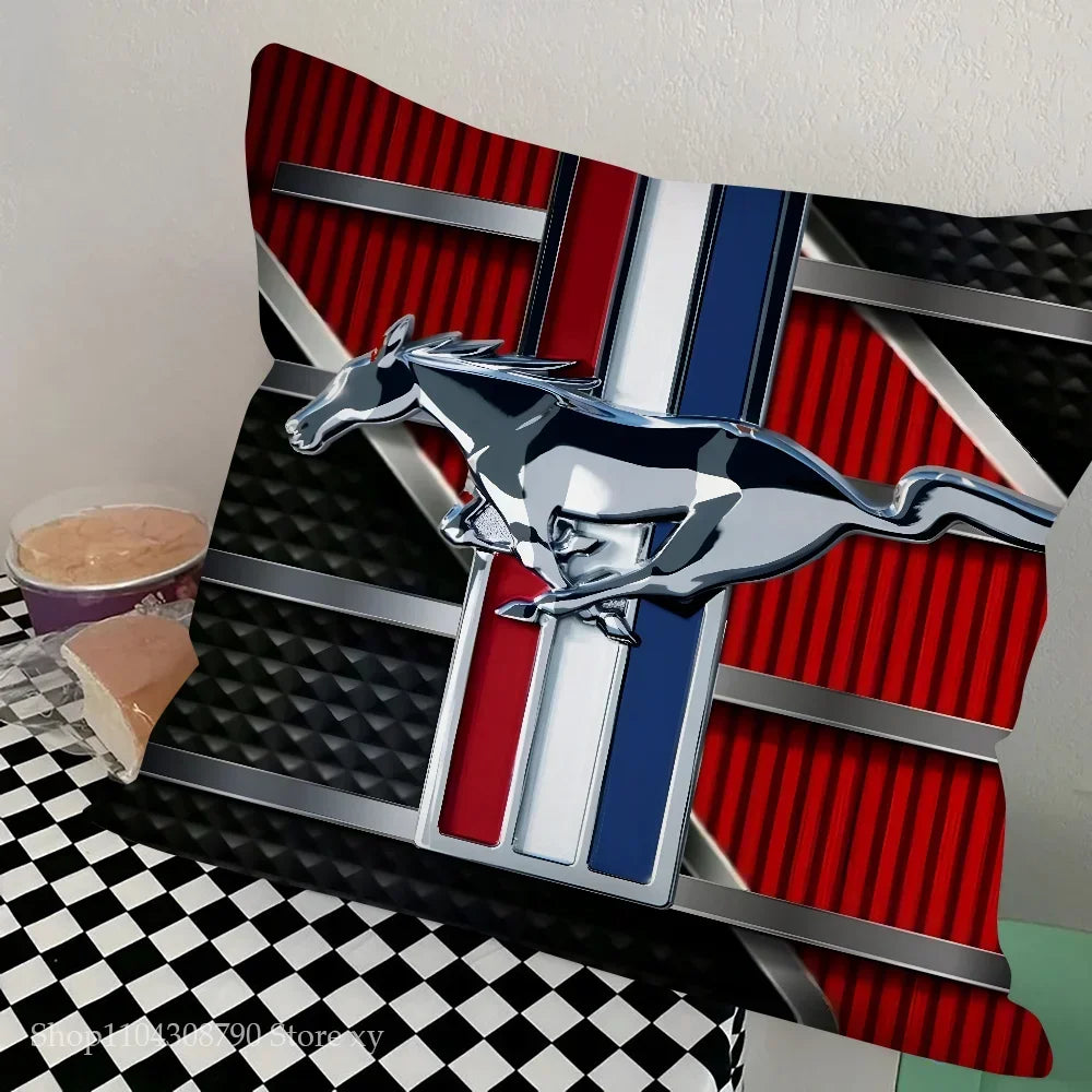1pc Car Fashion F-Ford M-MustangS Logo  Pillow Bedroom Sofa Leisure Comfort Cushion Car Living Room Home Decoration