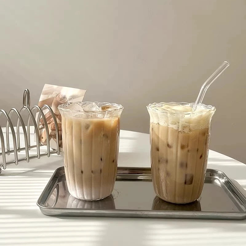 1/6pcs Japanese Glass Cup Milk Coffee Glass Mug Transparent Mug Beer Ins Water Drinking Cup Kitchen Accessory Water Glass Cups
