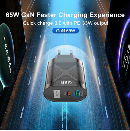 65W Gan Charger for Australia New Zealand AU Plug PD 33W Fast Charger QC 3.0 USB Adapter for iPhone 15 14 13 Pro Max