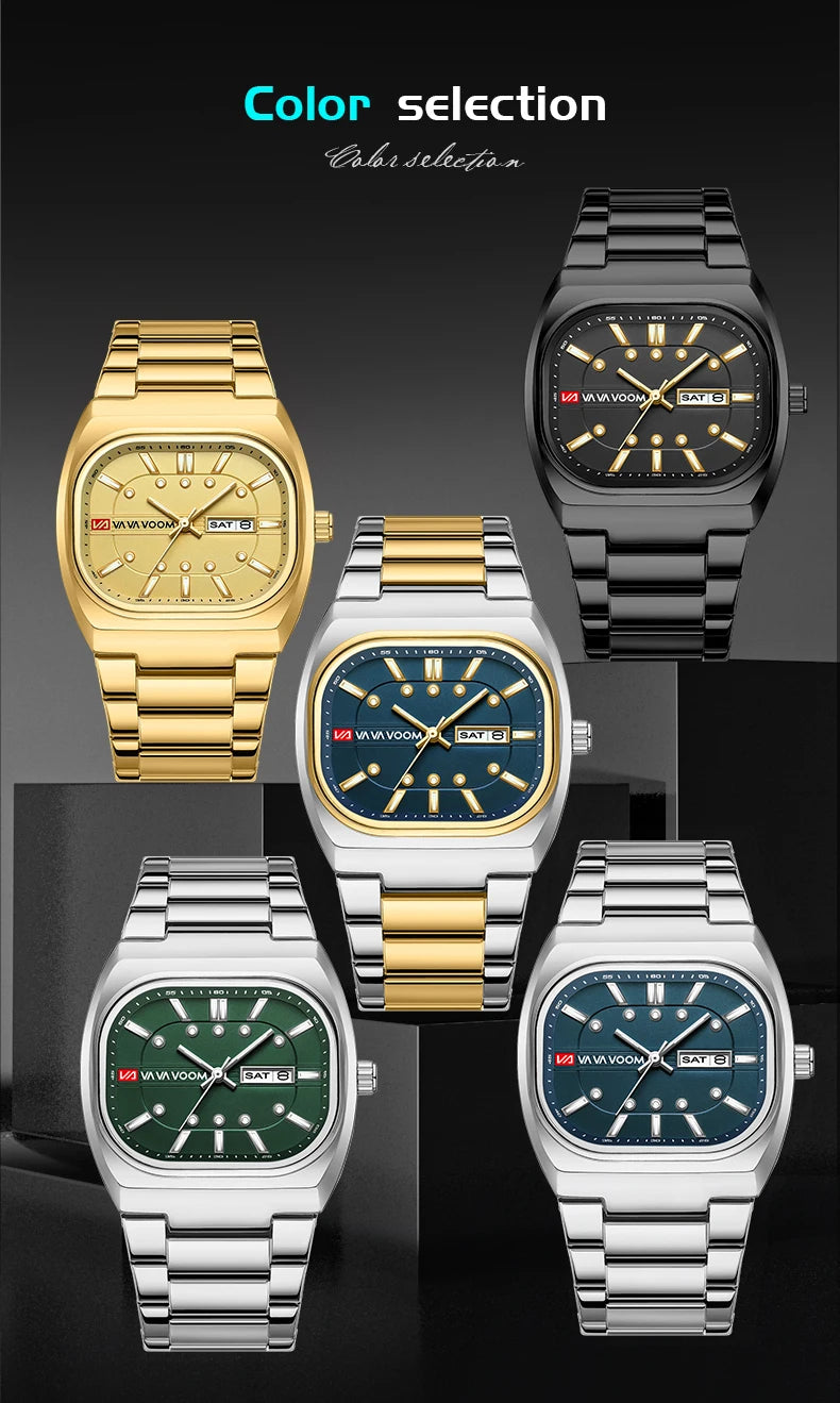 2026 New Men Watches 40mm Square Quartz Movement Analog Diving Series Clock Black Stainless Steel Top Brand Watch for Men montre