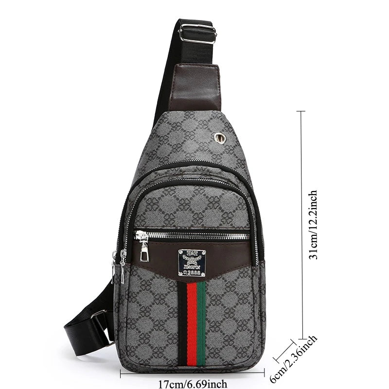 2025Men's Casual Messenger Bag Multi-Pocket Crossbody Shoulder Bag Lightweight Chest Bag with Port & Earphone Hole