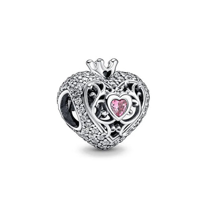 2025 Hot selling 925 Silver Pink Bird Moon Pendant Suitable for European Bracelets DIY Accessories Women's Charm Jewelry Gifts