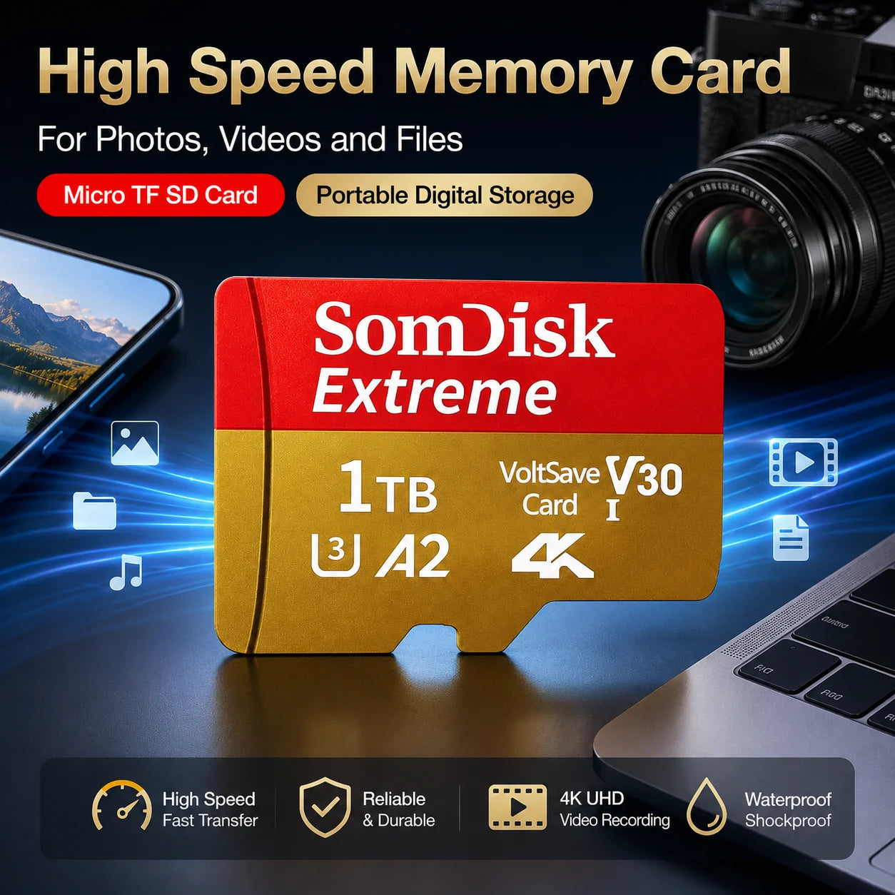 SD Card 128GB 256GB 512GB 1TB V10 Normal Full Size Flash SD Memory Card mirco cards High Speed for Camera