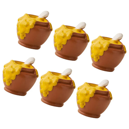 6Pcs Mini Honey Jars Realistic Resin Accessories for Micro Landscape Decor Tiny Food Pots Charming Miniature Scene
