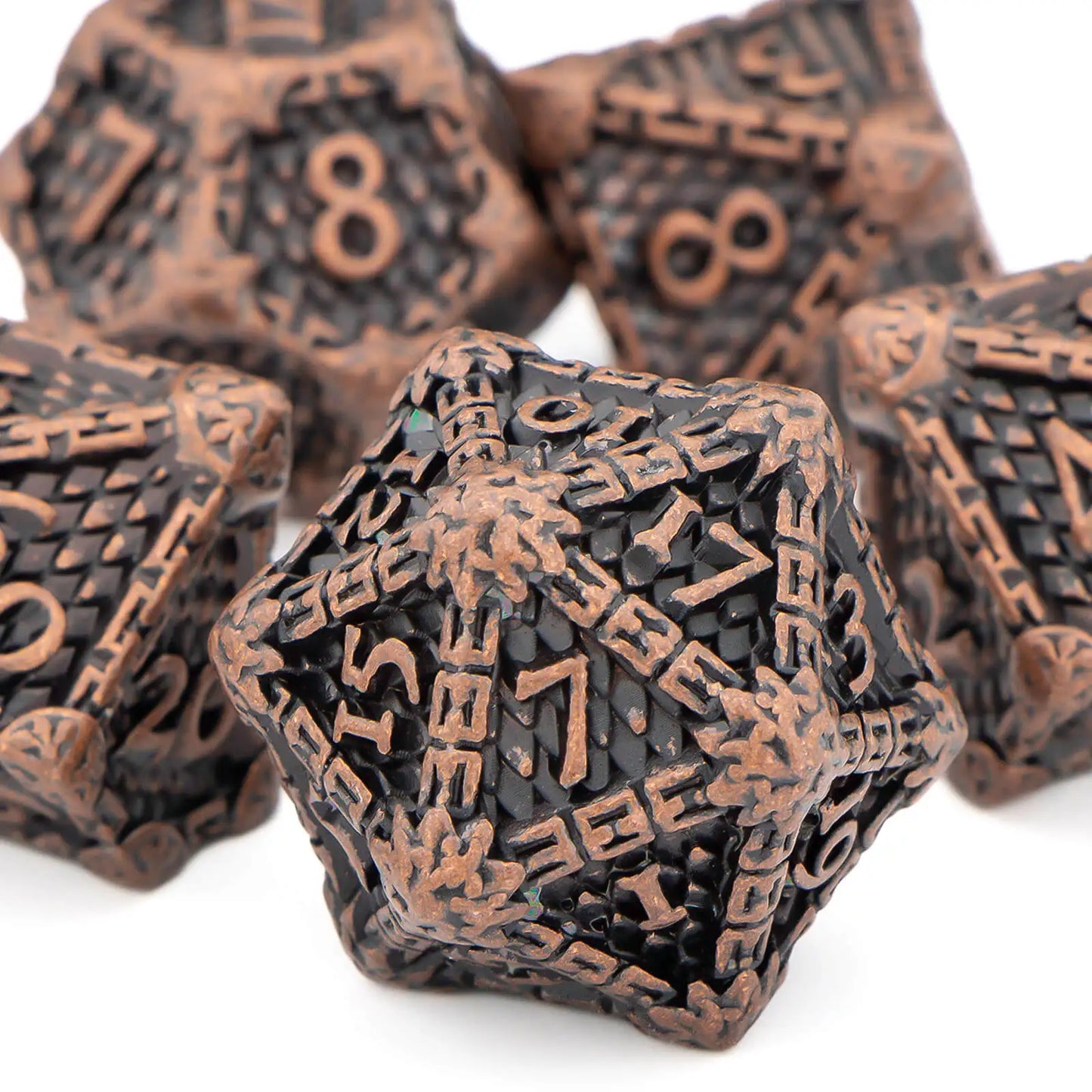 DND Metal Dice Set Dragon Scale Dice Role Playing Games Polyhedral Dice RPG Dice D20 D12 D10 D8 D6 D4