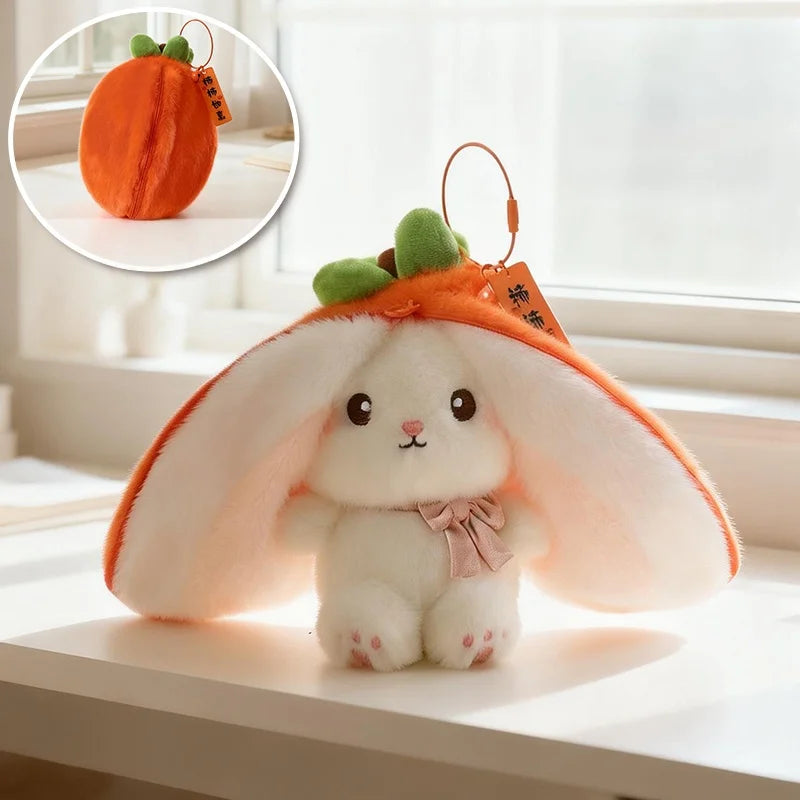 New Cute Fruit Bunny Plush Toy Creative Durian Pineapple Carrot Strawberry Turn Into Rabbit Soft Doll Birthday Christmas Gift