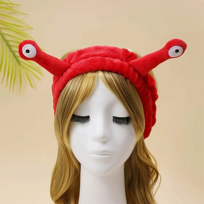 Cute Coral Fleece Cartoon Snail Headband Make up Elastic Face Wash Hairband Skin Care Spa Hairband Women Girl