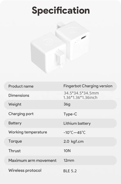 New Tuya Bluetooth Smart Touch Fingerbot Plus USB Charge Version Switch Button Pusher Arm Fingerbot Via Alice Alexa Google Home