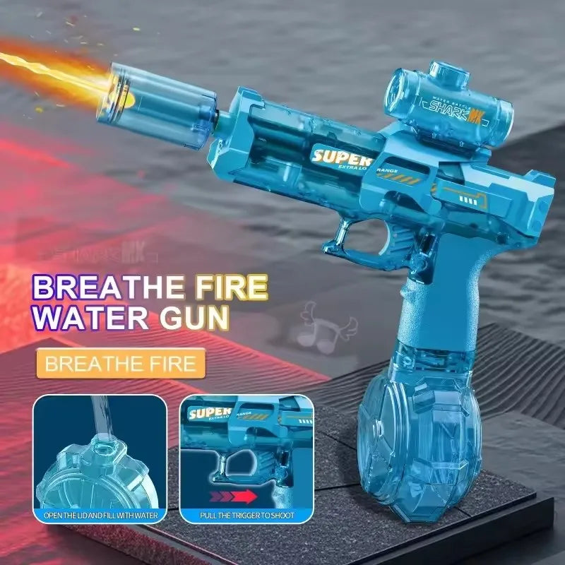 Fun electric pulse water gun, simulated flame sensing light, fully automatic toy water gun, adult outdoor beach toy
