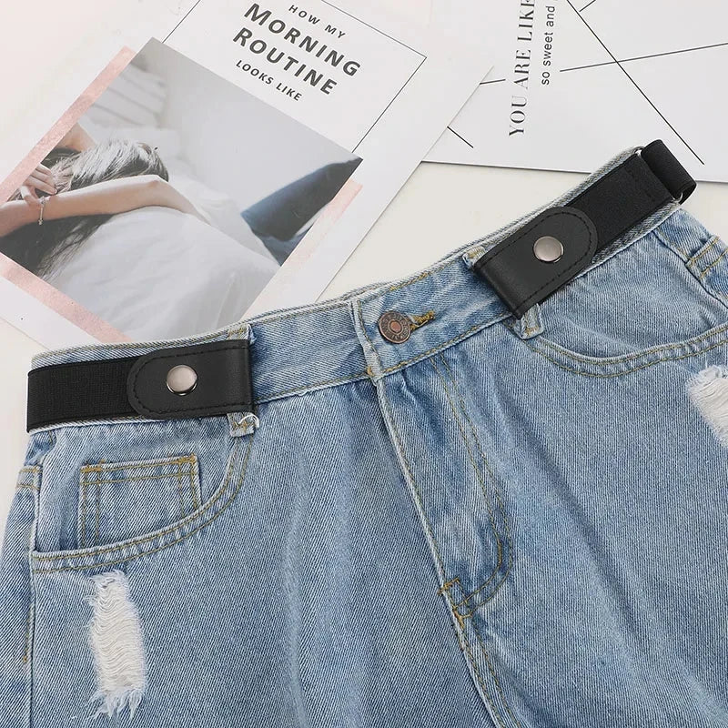 1pc Buckle-Free Belt For Jean Pants,Dresses,No Buckle Stretch Elastic Waist Belt For Women/Men,No Bulge,No Hassle Waist Belt