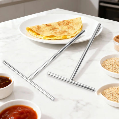 Stainless Steel Crepe Spatula Spreader Pancake T Maker Tool Turner Utensils Cake Shape Rake Pan Making Kit Stick Icing Brownie