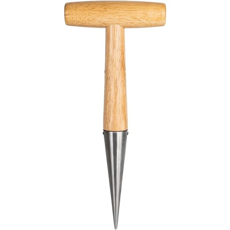 Durable Rust Proof Wood Handle Hand Dibber Hole Puncher for Seed Sowing Plant Transplanting Bulb Planting Remover Tool