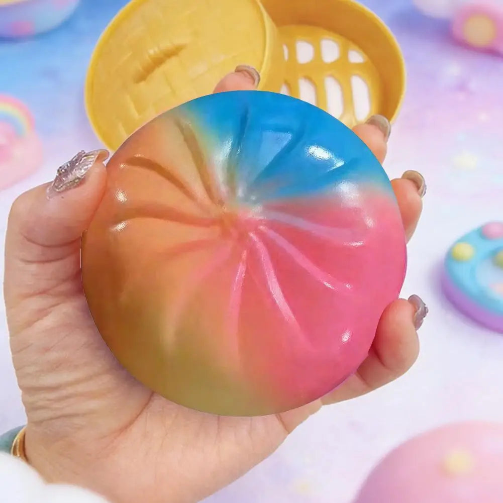 Simulation Flash Dumpling Pressure Ball Slow Rebound Soft Pinch Decompression Squishy Stress Relief Balls with Steamer