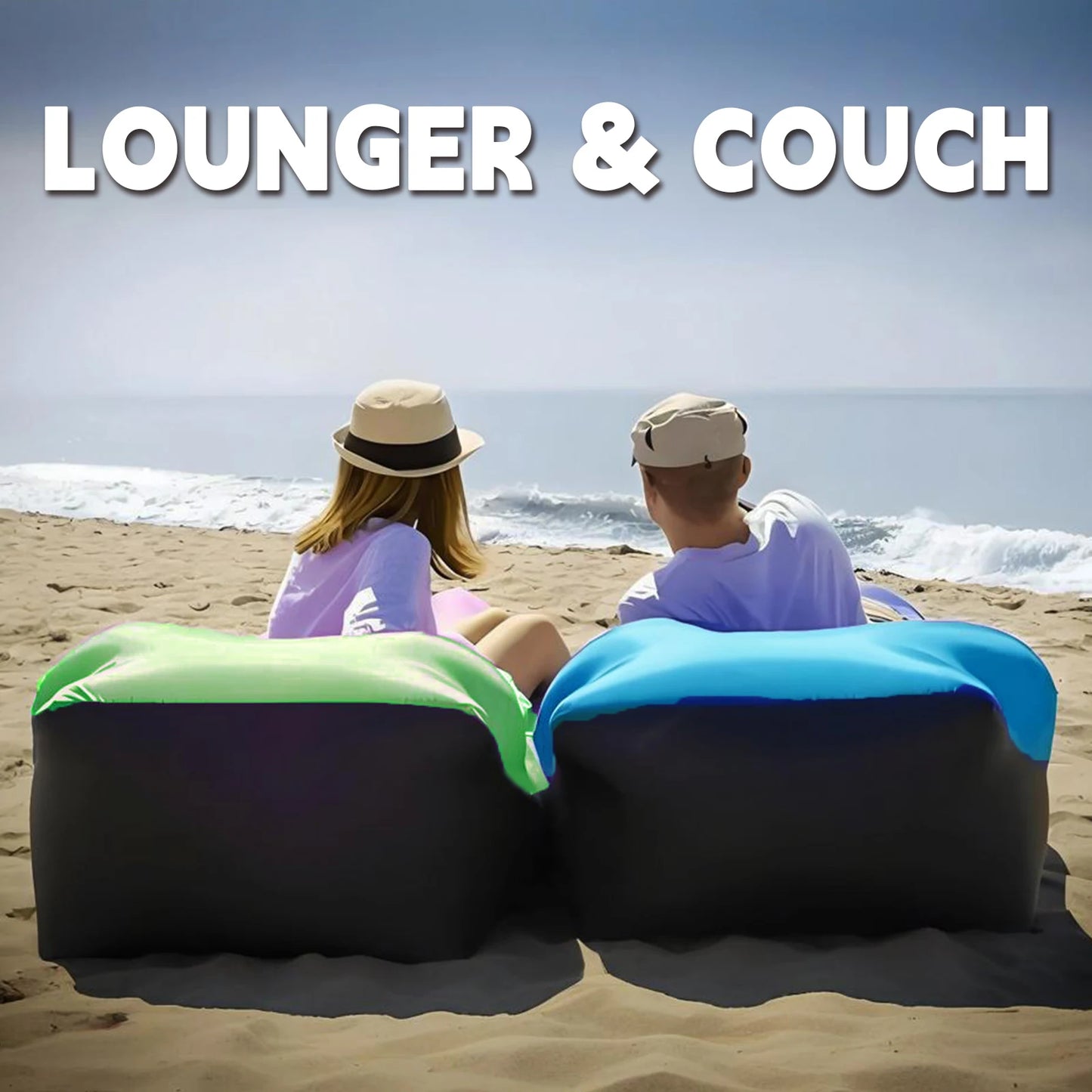 Inflatable Lounge Air Sofa Couch, Portable Beach & Camping Chair, Waterproof Couch for Picnics Hiking Outdoor Music Festivals