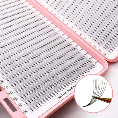 40Rows Handmade Eyelash Extensions Mega Trays Premade Narrow Volume Fans Ultra Dark Pointy Base for Professional Use