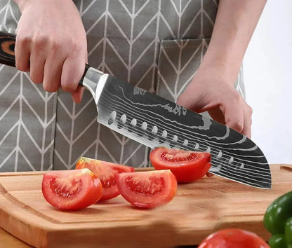 Damascus Chef's Knife Kitchen Knives Set Professional Boning Knife Meat Cleaver Utility Knife Japanese Santoku Knife with Cover