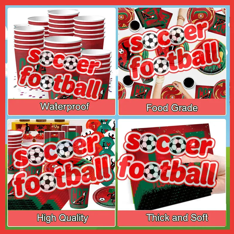 Soccer Birthday Party Supplies Football Theme  Birthday Party Decoration Cotillon Birthday CR7 Soccer Plate Cups Balloons Supply