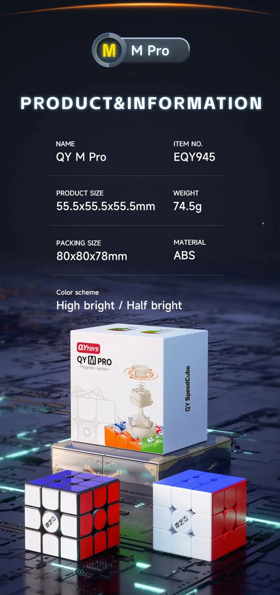 QiYi M Pro Series 2x2 3x3 4x4 Pyramid Magnetic Magic Cube Professional Speed Cubes Education Puzzle  Cubo Magico Toys Gifts