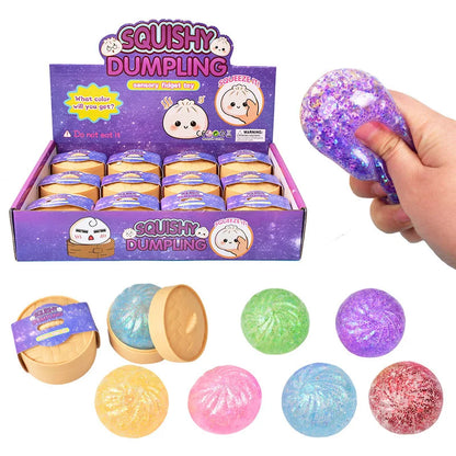 Mini Squishy Dumplings with Steamer Squeeze Toys Set Fidget Sensory Toy For Adults Stress-relieving Toys