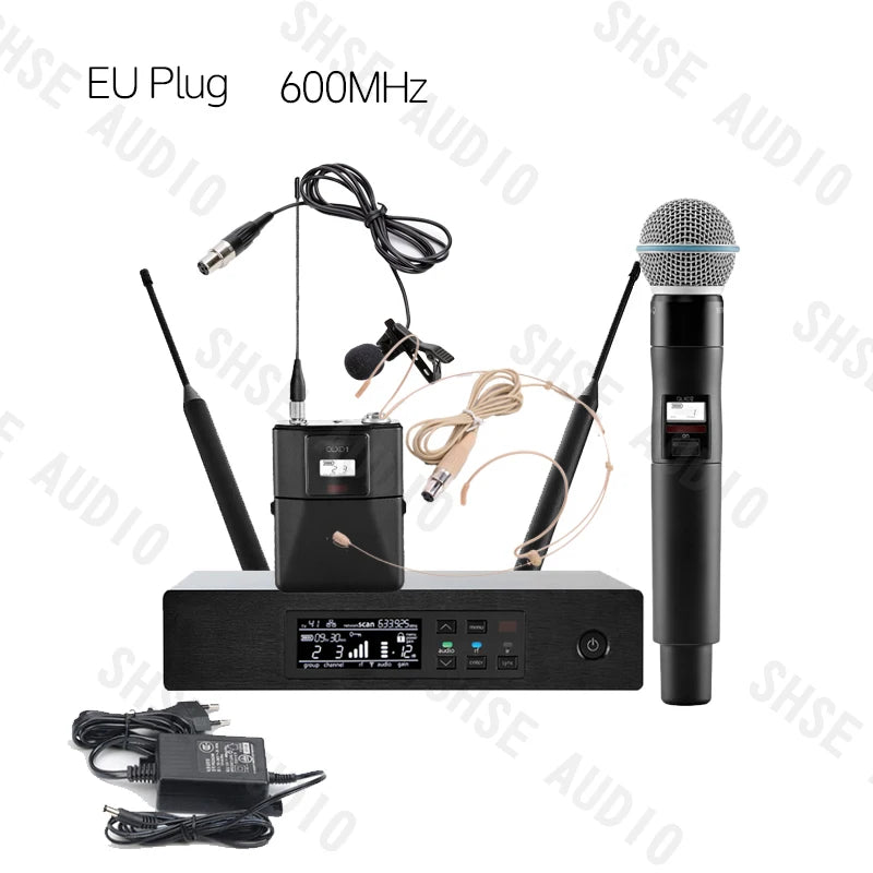 Qlxd B58 Headband Lavalier Professional Wireless Microphone Set Stable Transmission Suitable for Stage Performance Equipment