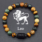12 Zodiac Constellation Signs Bracelets for Men Women Real Natural Tiger Eye Stone Bead Bracelet Leo Taurus Charm Couple Jewelry