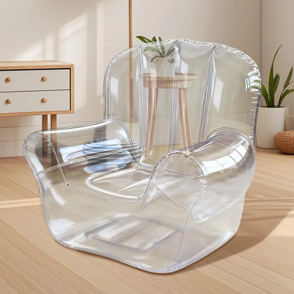 Thickened Transparent Sofa PVC Inflatable Sofa Camping Outdoor Inflatable Lazy Recliner Single Person Seat for Pool Side Bedroom