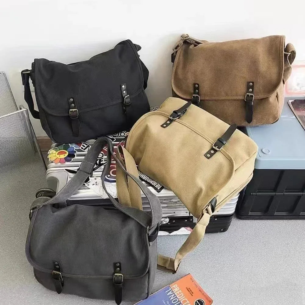 Canvas Large Capacity Mens Casual Handbags Vintage Shoulder Messenger Bag Leisure Student Satchel Package Bolsos Crossbody Bags