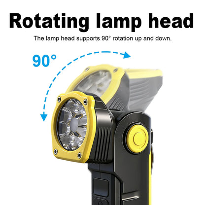 8LED High Power Flashlight LED Work Light Rechargeable Head Folds Magnetic Suction 18650 Battery For Mechanical Workshop Lantern
