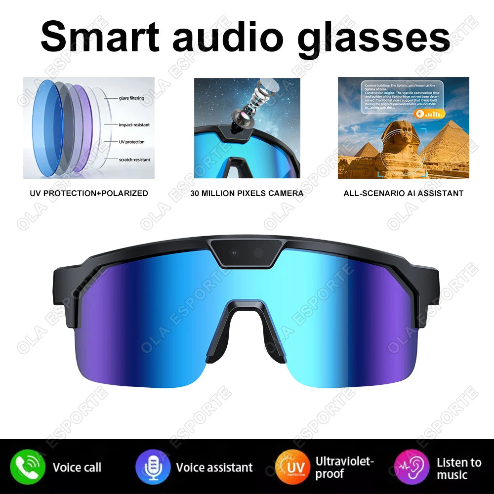 2026 New AI Smart Sports shooting&recording Glasses 800W Camera HD Anti-shake Bicycle Riding Shooting Artifact Windproof Goggle