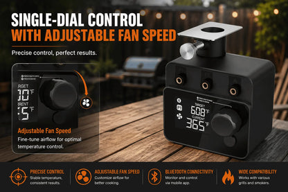 Wireless Bluetooth Meat Thermometer PID BBQ Fan Controller Temperature Control Probe for Smoker Kamado Oven