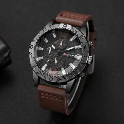1/5PCS Men Fashion Sports Leather Strap Wristwatch Business Arabic Numeral Dial Quartz Watches Reloj Mujer（Without Box）