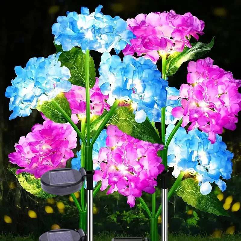 Solar Hydrangea Flower Lights For Outdoor Courtyard Decoration, LED Simulation Flower Lights, Solar Lawn Lights for Garden Decor
