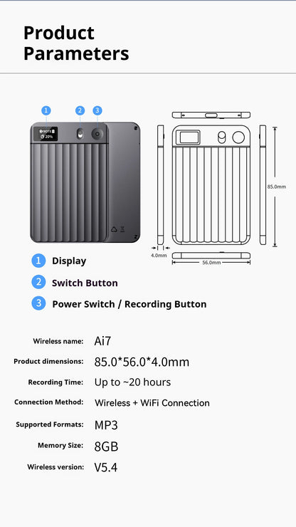 LIGE AI Voice Recorder GPT Intelligent APP Control Audio Mind Map Real Time Transcription Translate Summary Phone Call Recording