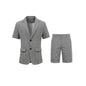 KIDWHXR Men Summer Suit Outfit British Style Plaid Short Sleeve Male 2-piece Set Loose Comfortable Business Casual Man Suits