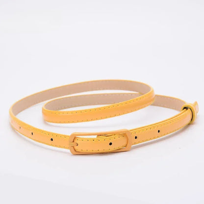 Children Candy Color Belts 1.2cm Super-thin PU Belts Simple Solid Color Lightweight Belts Summer Apparel Accessories