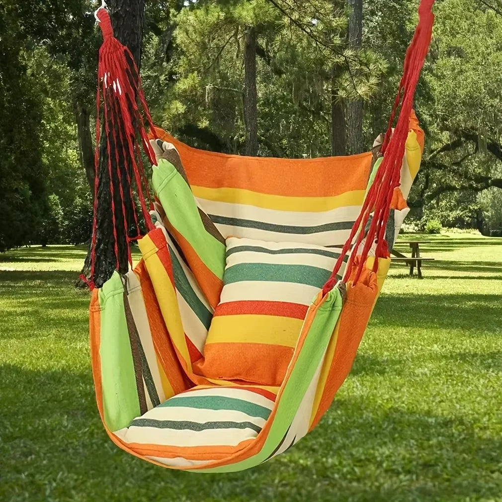 1pc Canvas Leisure Hammock Chair - Relaxing Outdoor Swing with Hanging Design, Durable Material, Indoor and Outdoor Use