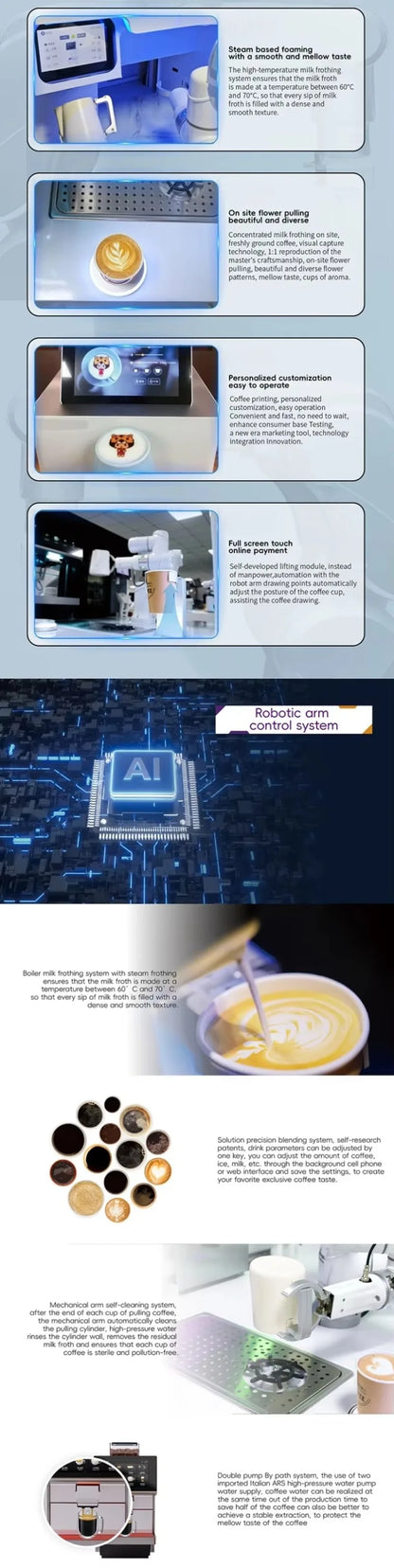 Customized AI Model Latte Art & Printing Robot Coffee Barista Vending Machine Commercial Automatic Coffee Equipment